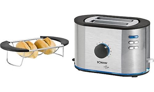 Bomann Edelstahl 2 Scheiben Toaster 870 Watt Krümelfach TA 1563