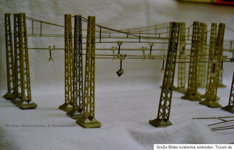 Spur TT, 67 Teile,Oberleitung,Quertragwerk,Turmmasten,Streckenmasten