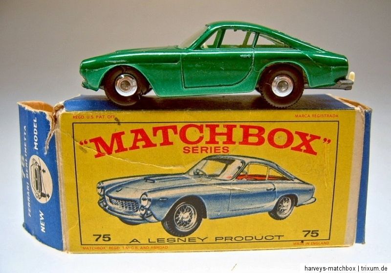 Matchbox RW 75B Ferrari Berlinetta grünmet. Silberne Räder in Box