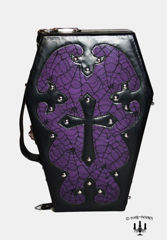 Gothic vampir XL Reise Sarg violett lila ausgeschlagen Handtasche