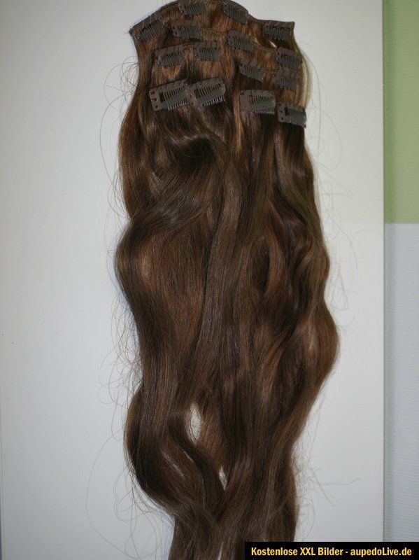 Echthaar Haarverlängerung Clip In Extensions 55cm Hellbraun