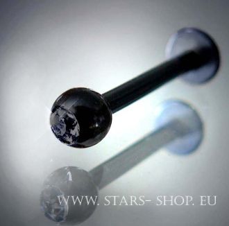 Lippenpiercing Labret Kugel 3 mm Zirkonia Schwarz MS887