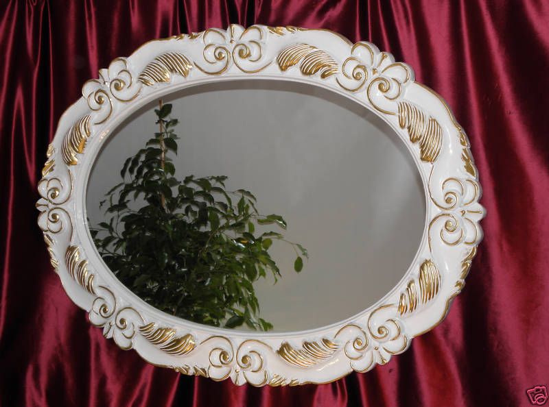Wandspiegel groß XXL Spiegel Oval 115x85 Weiss Gold UVP898€