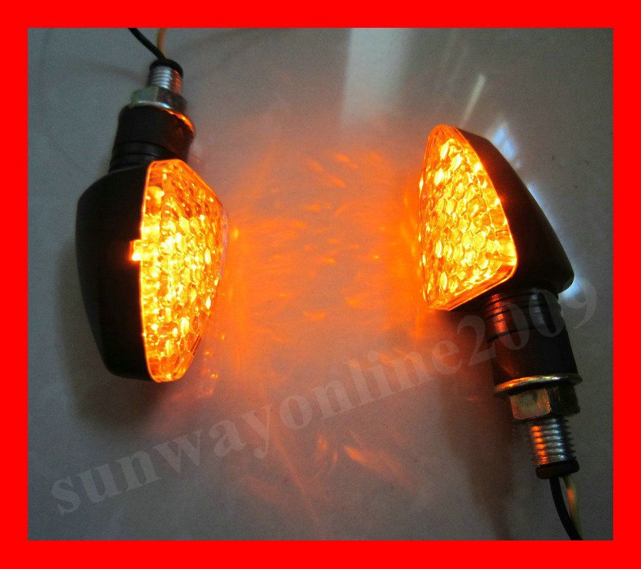 4X Motorrad 15LED Gelbe Blinker Lampe Lichter Kurzer Stiel Universal E