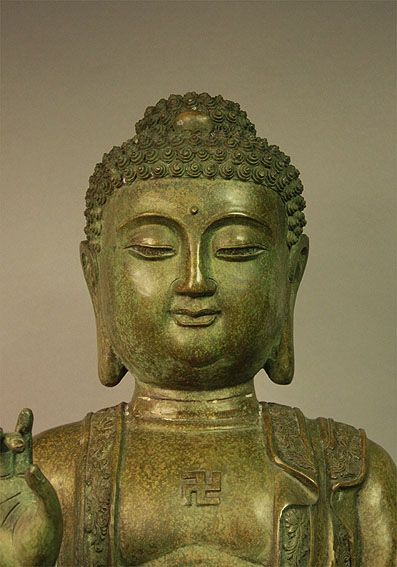 Amogasiddhi Buddha Statue Bronze Tibet, Figur Buddhismus Skulptur