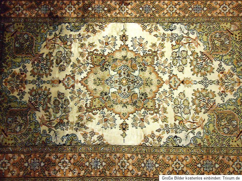 Seidenteppich GHOM KASCHMIR SEIDE GEREINIGT. Teppich Silk Old Rug