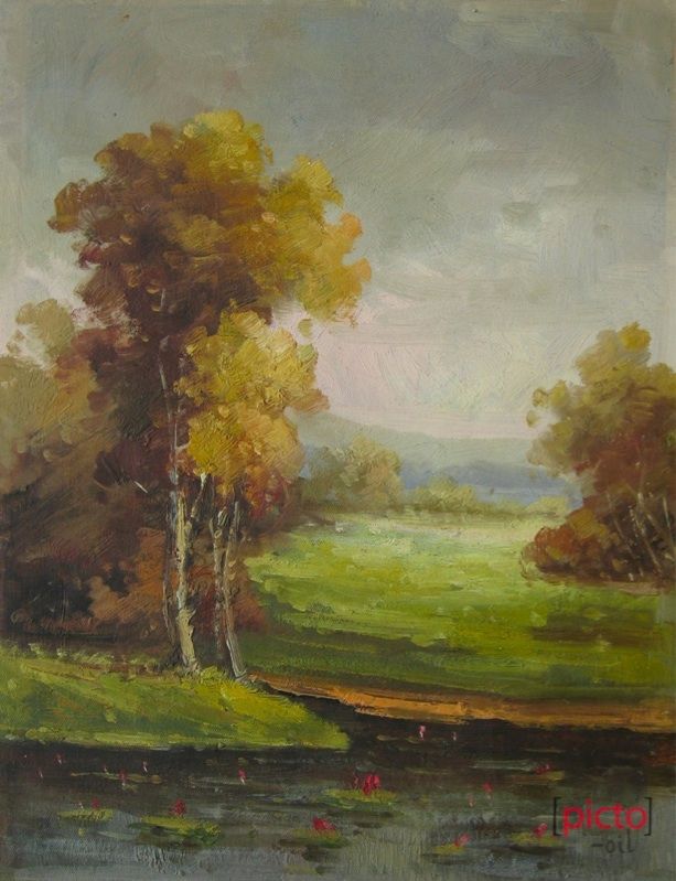 Auen landschaft handgemaltes Ölgemälde 30x40 Gemälde KEIN DRUCK