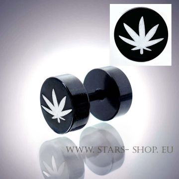 St Fake Plug Ohrstecker CANNABIS Marihuana HANF MS936