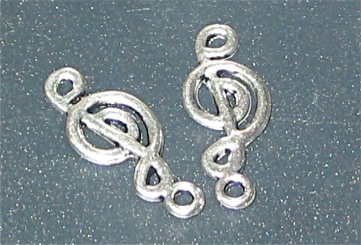 Notenschlüssel Anhänger Metall 19mm Silber Charms Note Musik