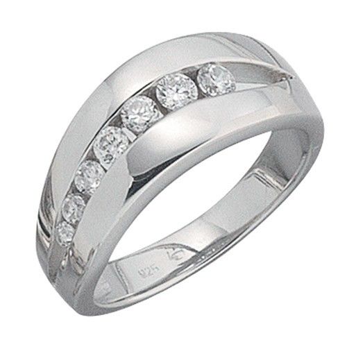 Ring Silberring Damenring aus 925 Silber & 7 Zirkonia, Fingerschmuck