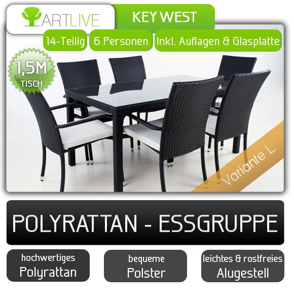 Poly Rattan Garnitur Key West L Essgruppe Gartenmoebel Sitzgruppe