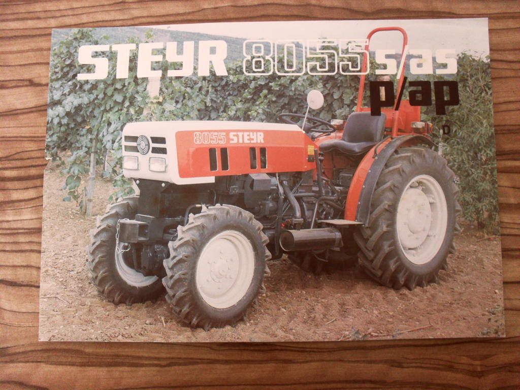 Prospekt Steyr 8055 s/as, p/ap Schmalspurtraktor Weinbau/Hopfenbau