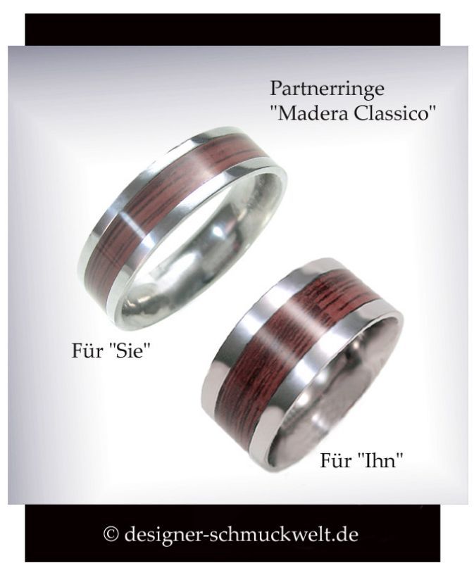 Edelstahl Holz Ring Partnerringe Herrenschmuck Silber Braun Herrenring