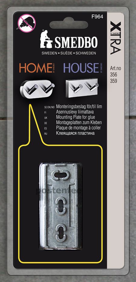 SMEDBO XTRA Montageplatte Klebebefestigung Haken F964