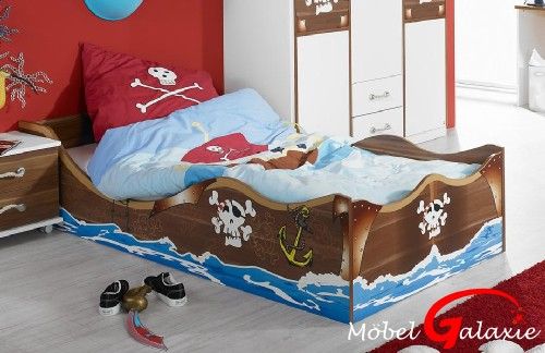 BETT EINZELLIEGE KINDERBETT PIRATENZIMMER JUGENDZIMMER ALPINWEISS