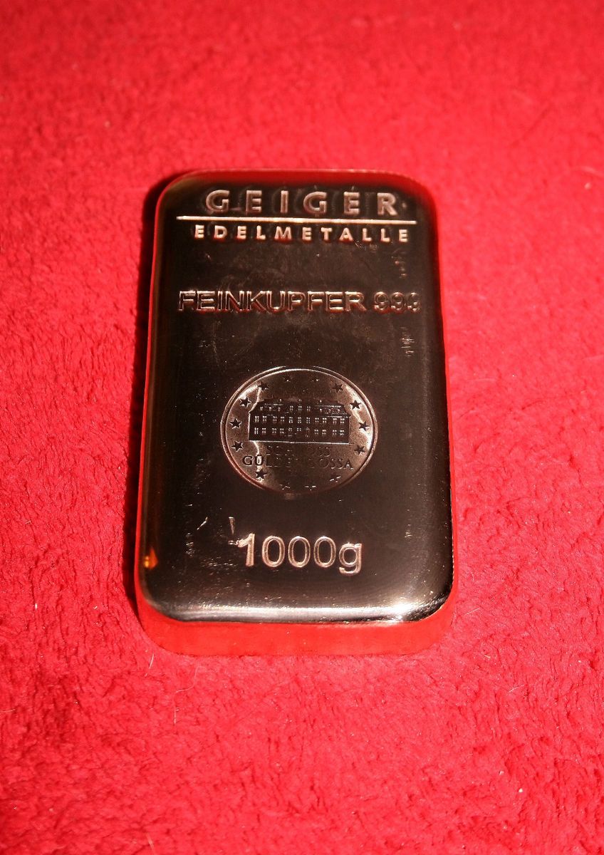 Kupferbarren 1Kg, 999 fein Kupfer , copper , Schloss Güldengossa